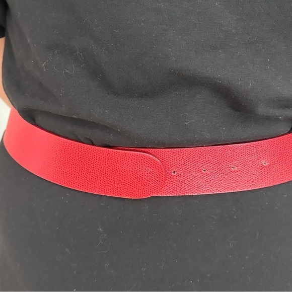 Brambilla Milano Italian Red Leather Belt, Rhinestone Studded Front Detail - Picture 5 of 10